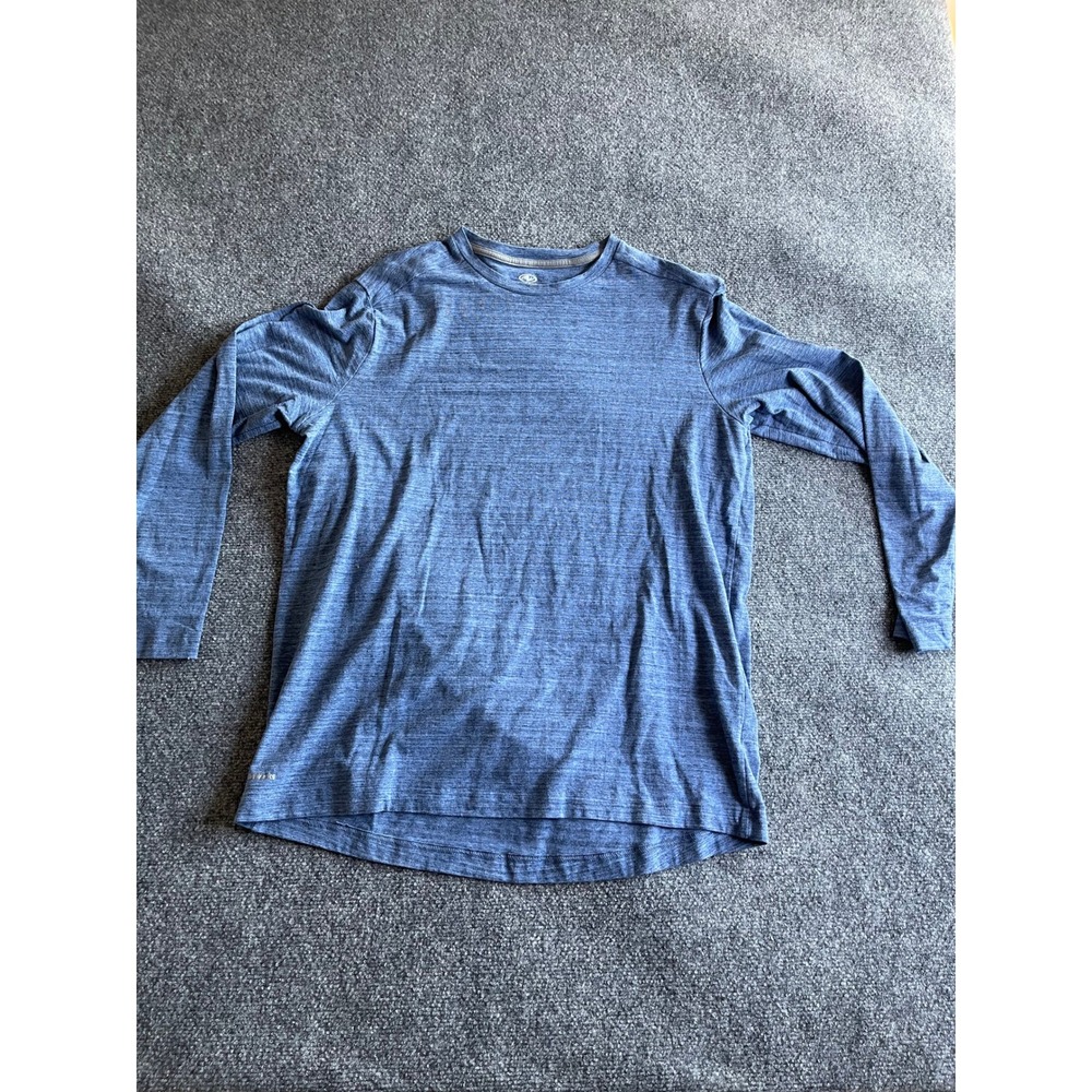 Athletic Works Mens Blue Space Dye DriWorks Long Sleeve Performance Shirt Large